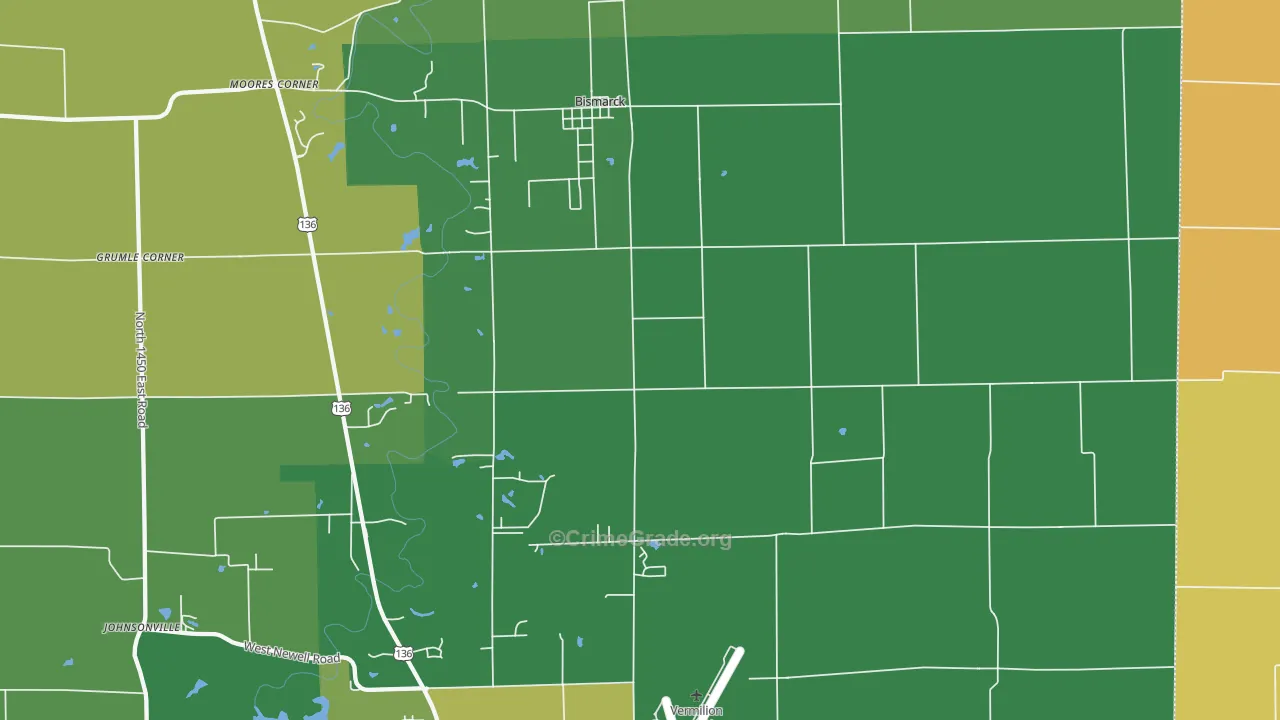 Bismarck, IL Map of Vandalism Rates