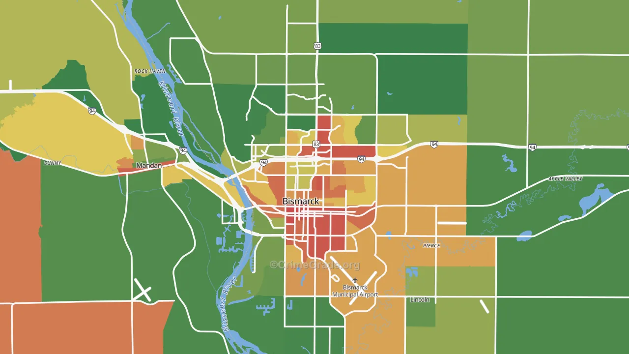 Bismarck, ND Map of Vandalism Rates