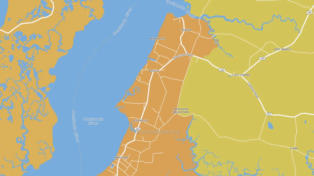 Bivalve, MD Map of Vandalism Rates