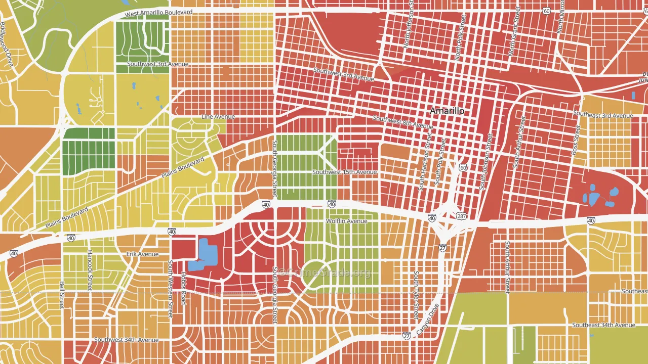 Bivins Addition, Amarillo, TX Map of Vandalism Rates