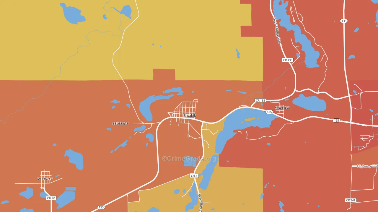 Biwabik, MN Map of Vandalism Rates