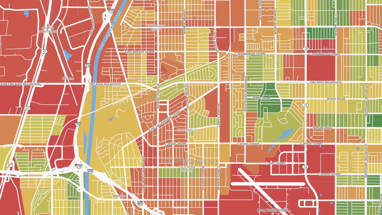 Bixby Area, Long Beach, CA Map of Vandalism Rates