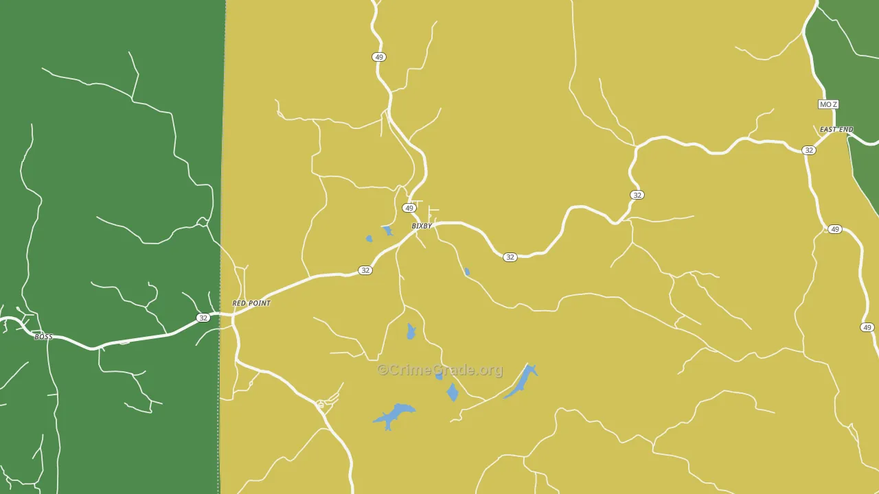 Bixby, MO Map of Vandalism Rates