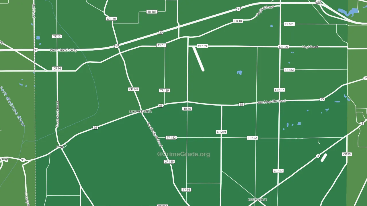 Blachleyville, OH Map of Vandalism Rates