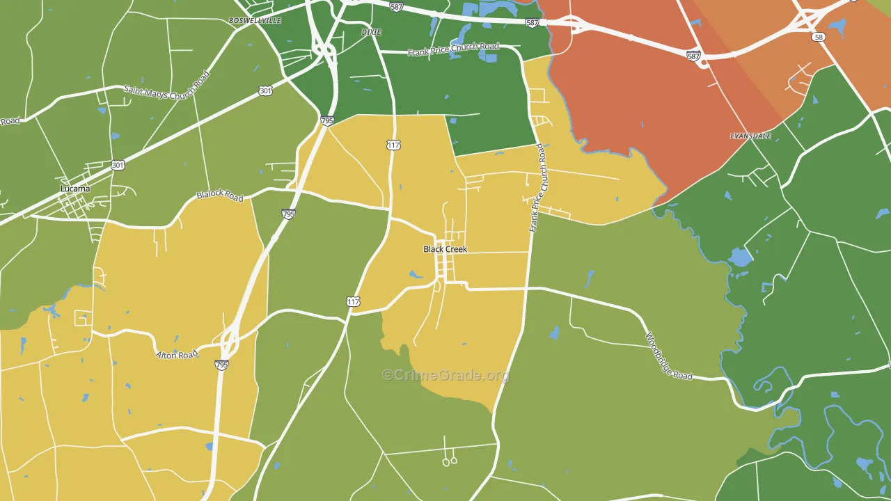 Black Creek, NC Map of Vandalism Rates