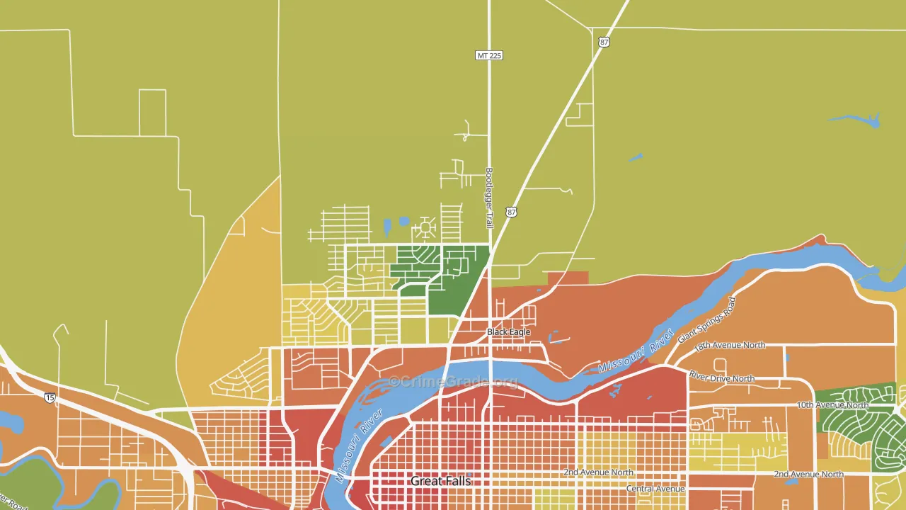 Black Eagle, MT Map of Vandalism Rates