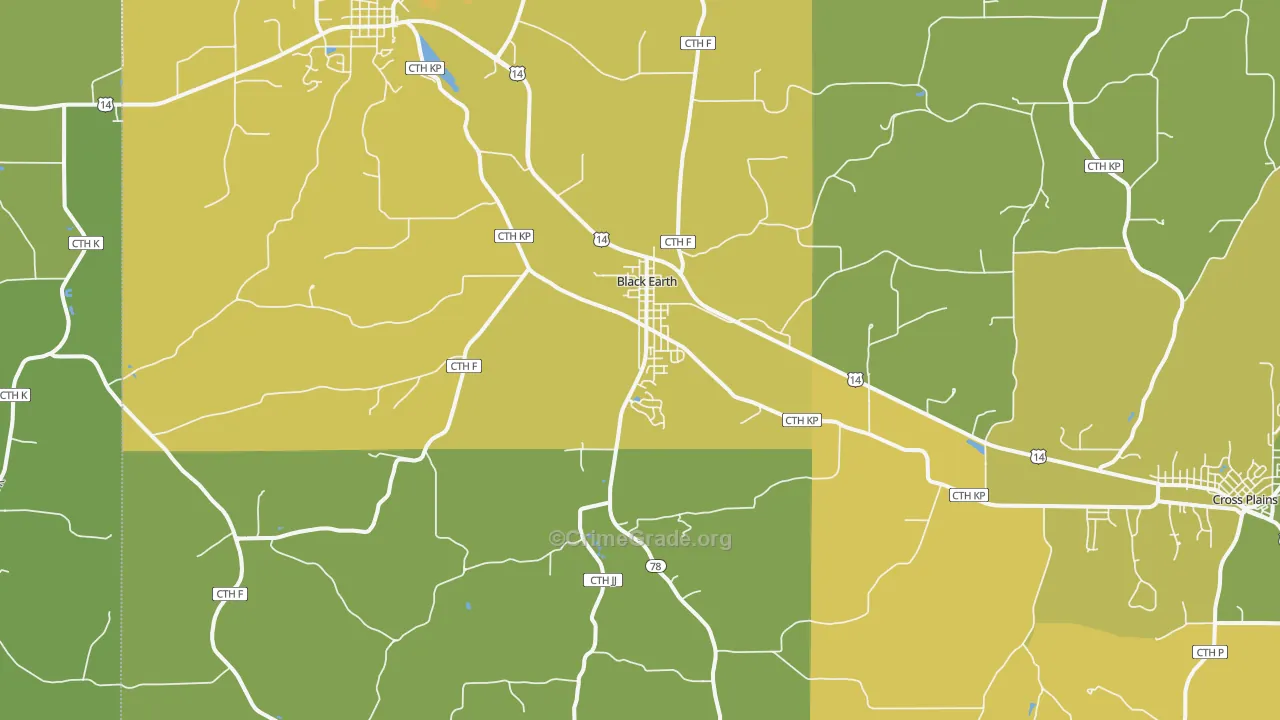 Black Earth, WI Map of Vandalism Rates