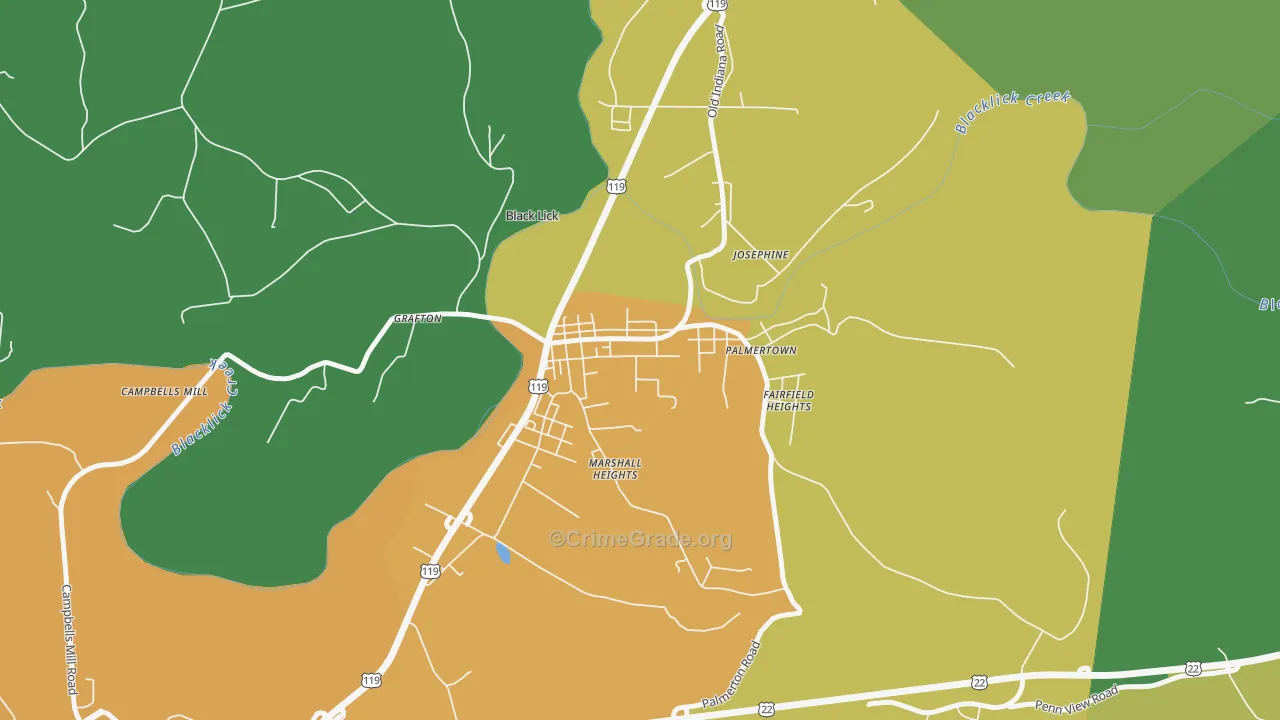 Black Lick, PA Map of Vandalism Rates