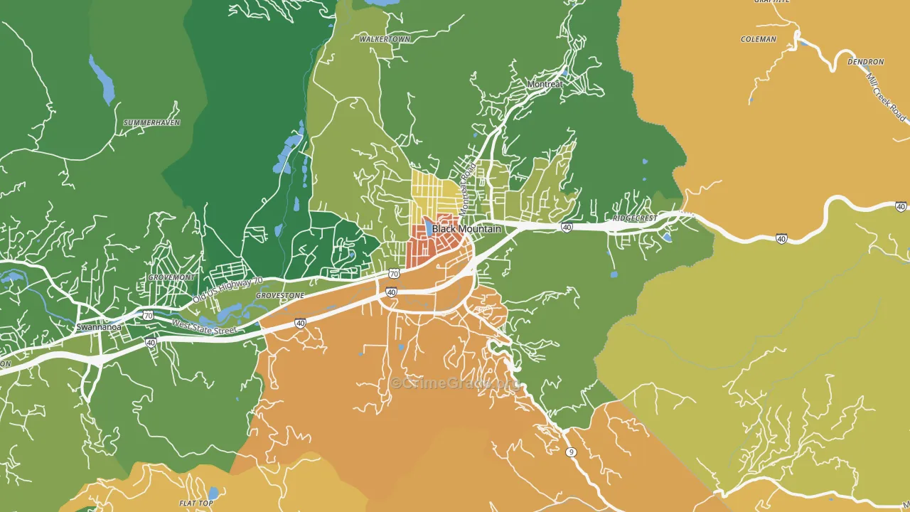 Black Mountain, NC Map of Vandalism Rates