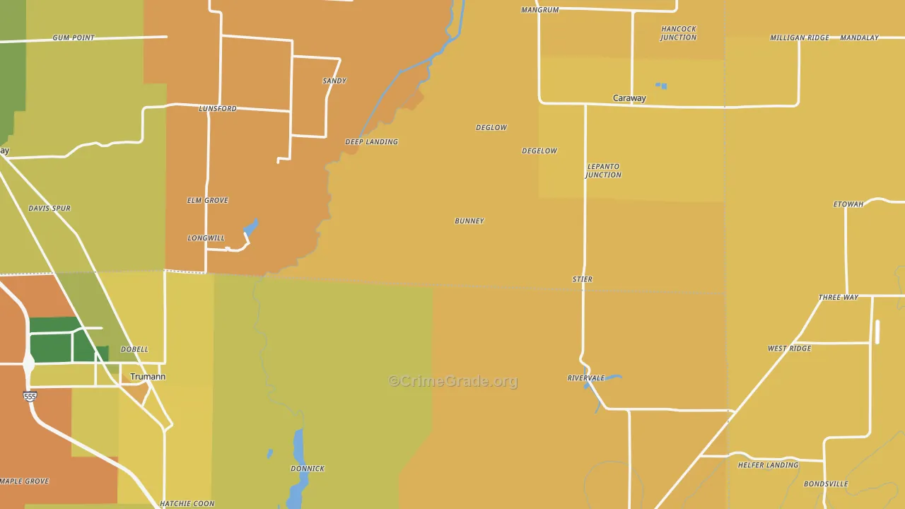 Black Oak, AR Map of Vandalism Rates