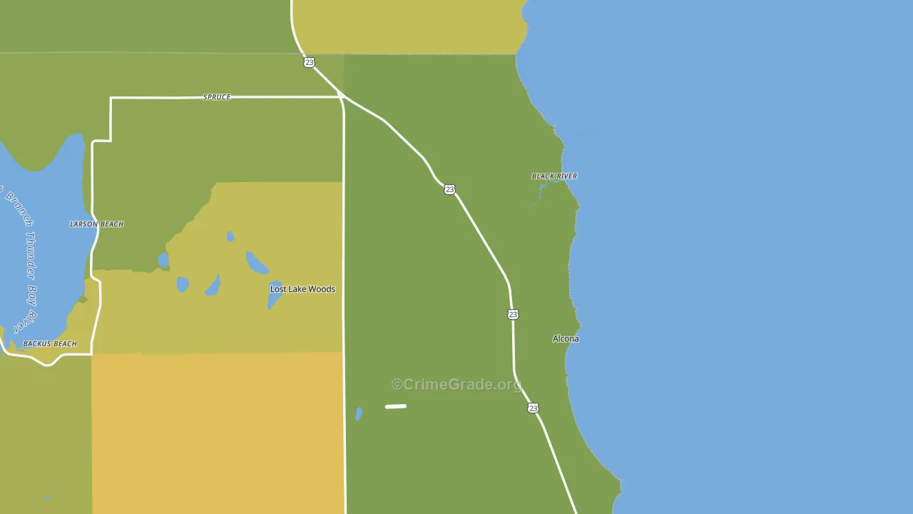 Black River, MI Map of Vandalism Rates