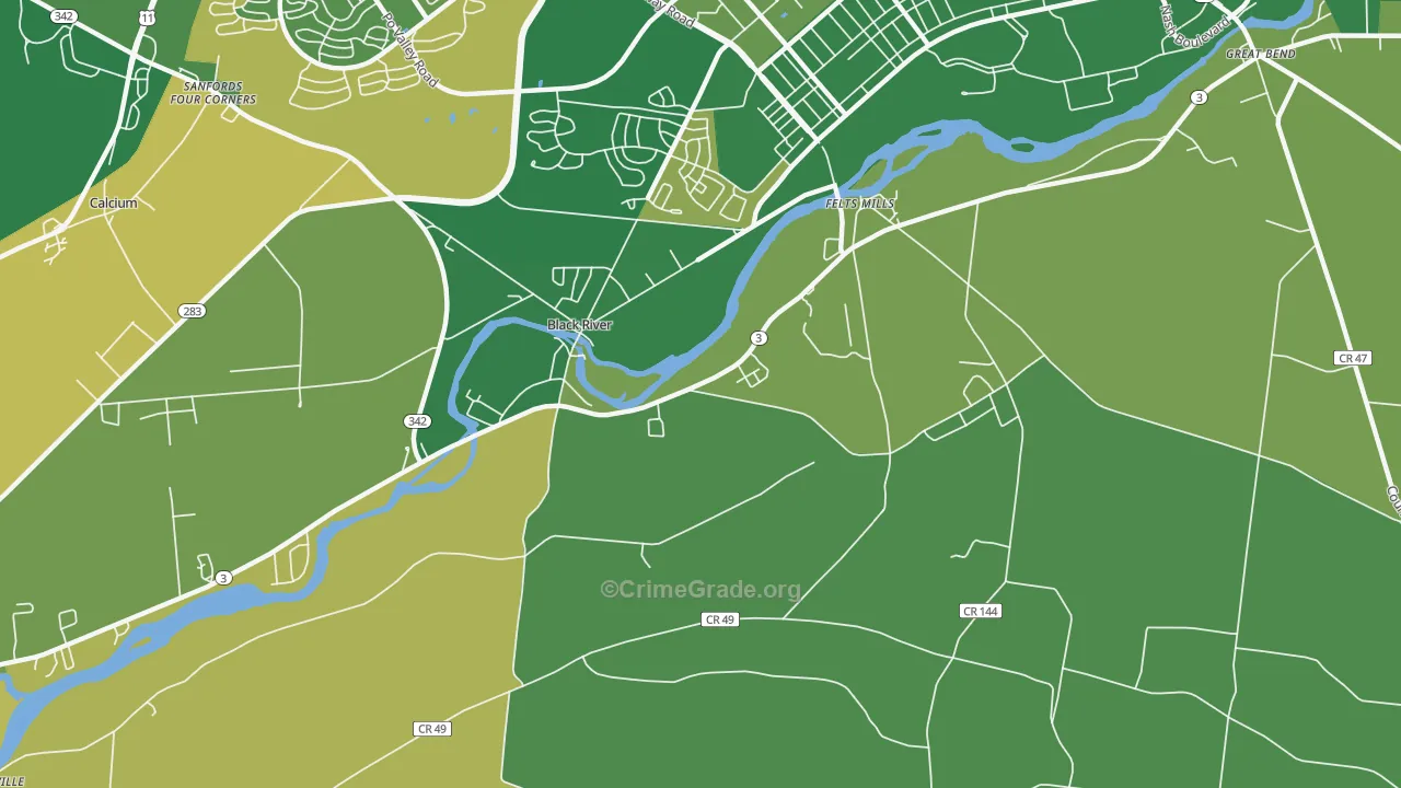 Black River, NY Map of Vandalism Rates
