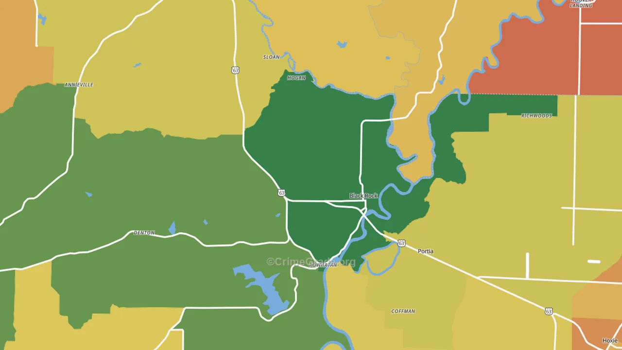 Black Rock, AR Map of Vandalism Rates