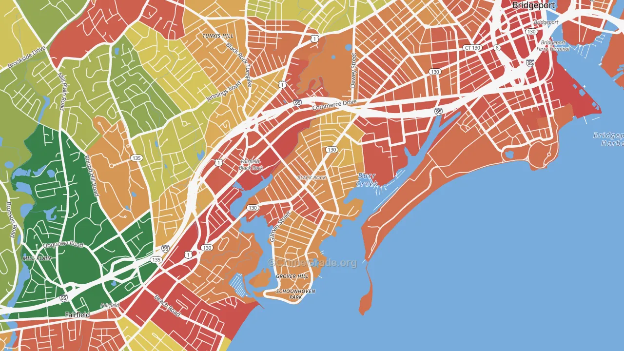 Black Rock, Bridgeport, CT Map of Vandalism Rates