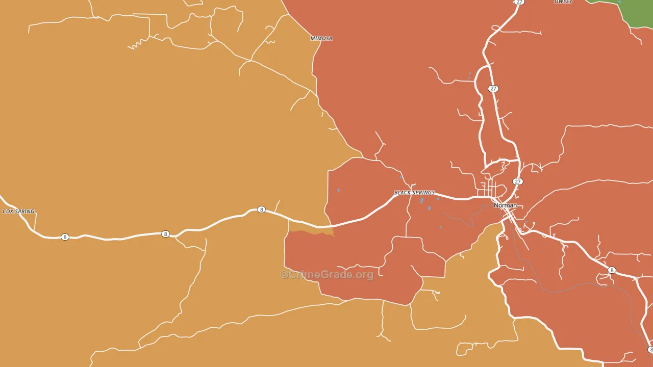 Black Springs, AR Map of Vandalism Rates