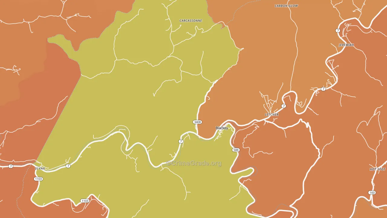 Blackey, KY Map of Vandalism Rates