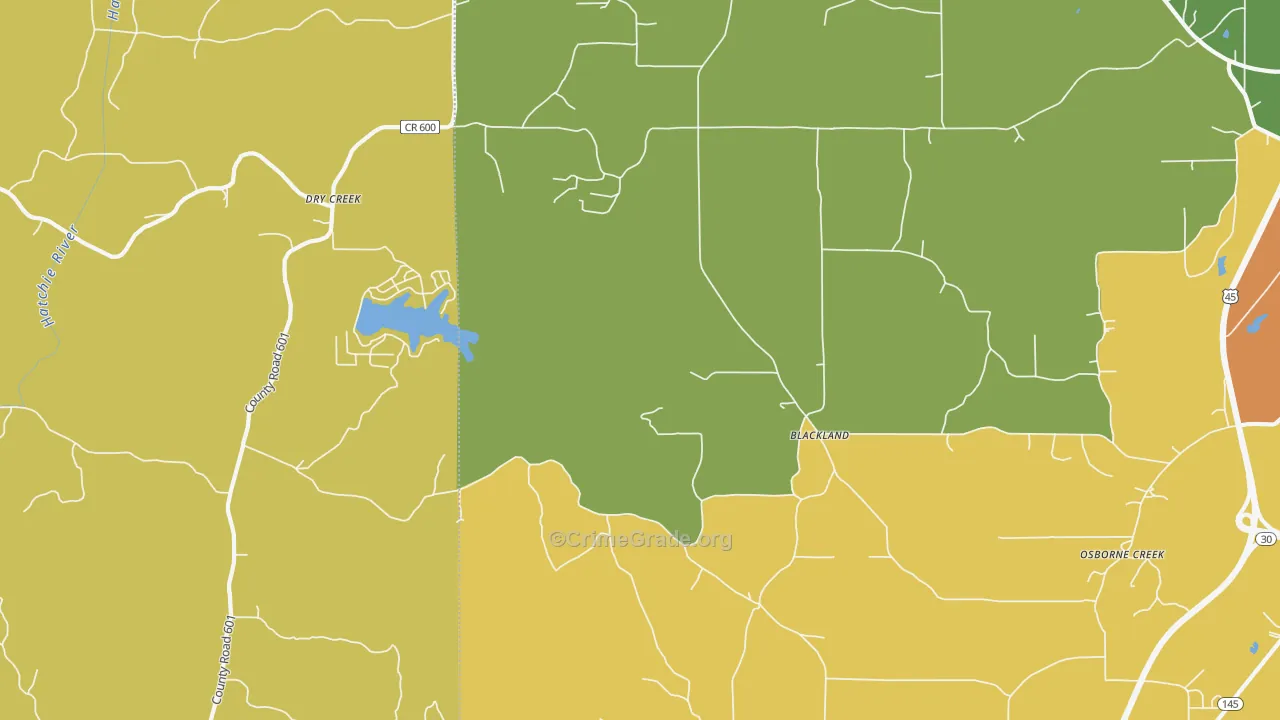 Blackland, MS Map of Vandalism Rates