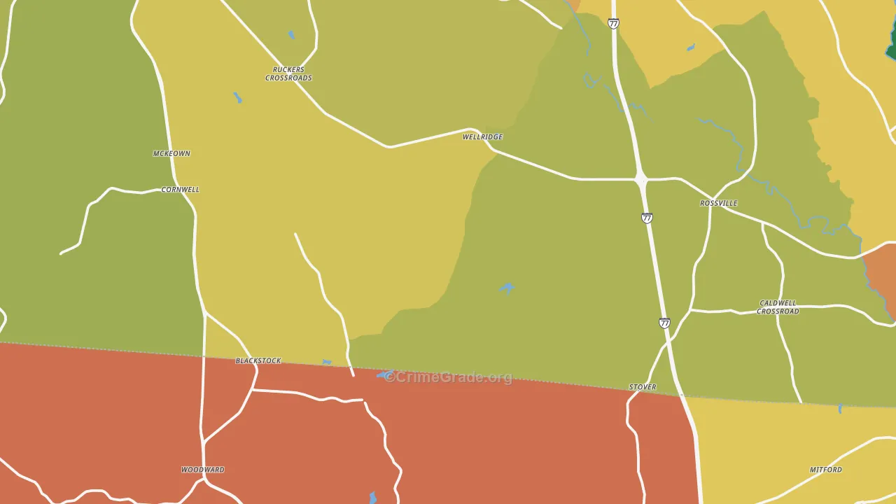Blackstock, SC Map of Vandalism Rates