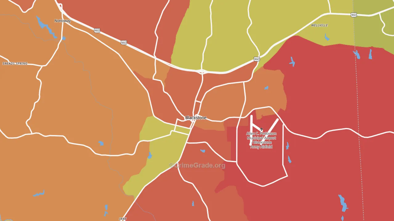 Blackstone, VA Map of Vandalism Rates