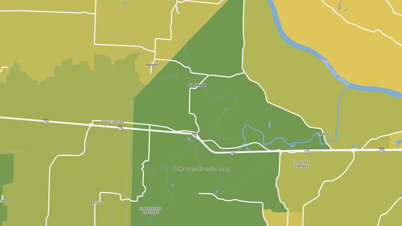 Blackwater, MO Map of Vandalism Rates