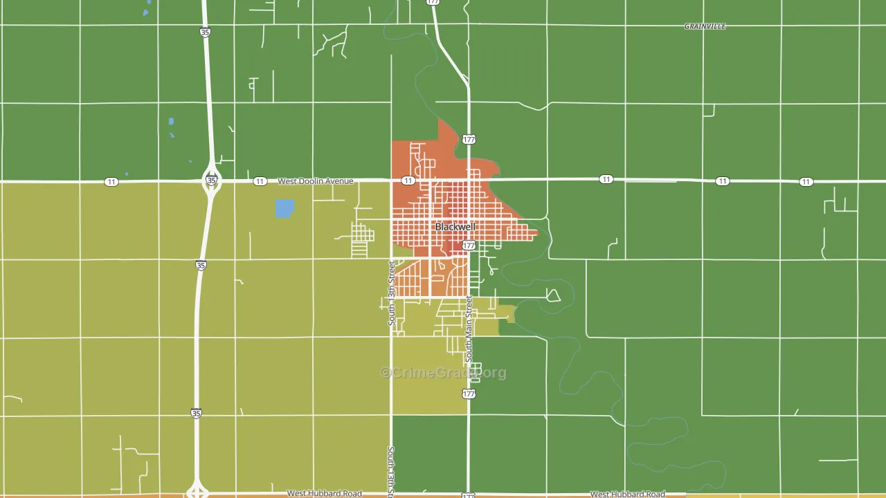 Blackwell, OK Map of Vandalism Rates