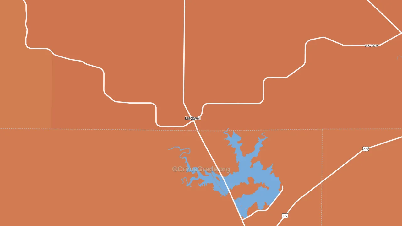 Blackwell, TX Map of Vandalism Rates