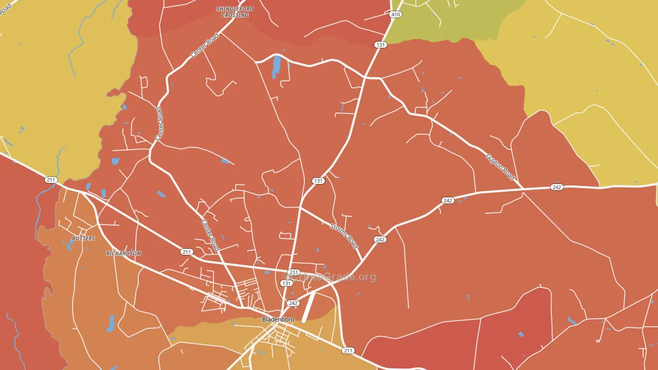 Bladenboro, NC Map of Vandalism Rates
