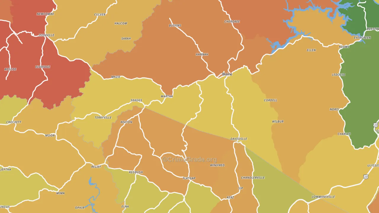Blaine, KY Map of Vandalism Rates