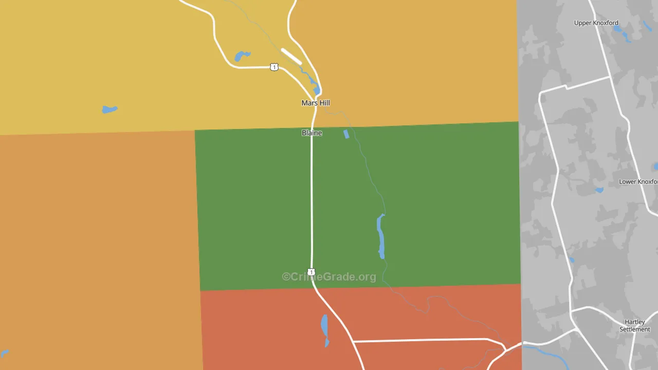 Blaine, ME Map of Vandalism Rates