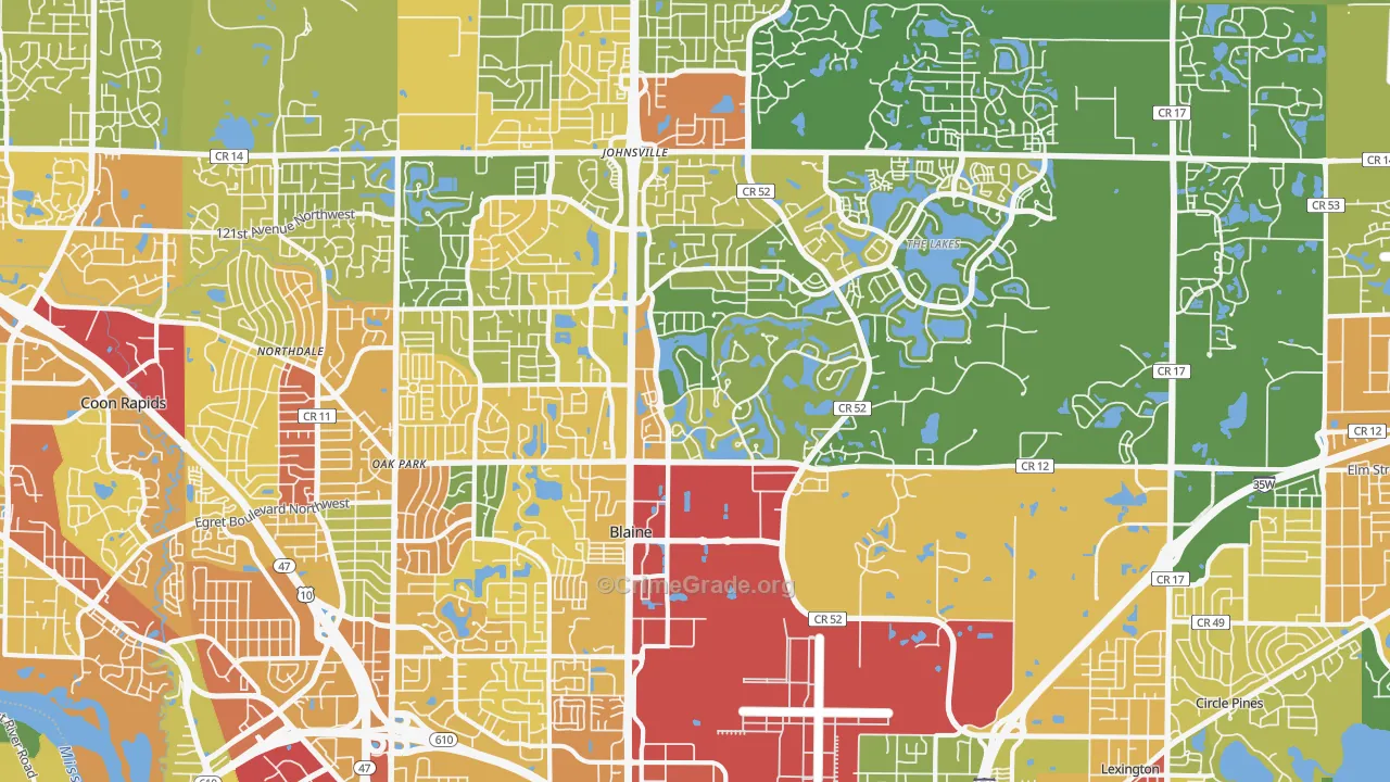 Blaine, MN Map of Vandalism Rates