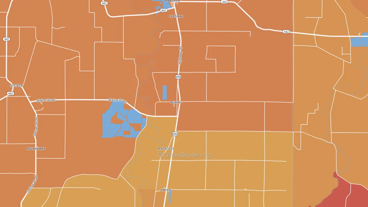 Blaine, MS Map of Vandalism Rates