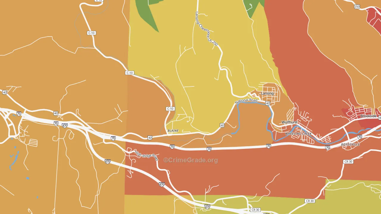 Blaine, OH Map of Vandalism Rates