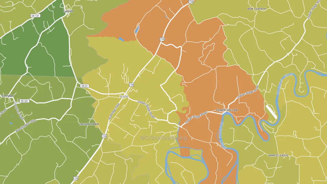 Blaine, TN Map of Vandalism Rates