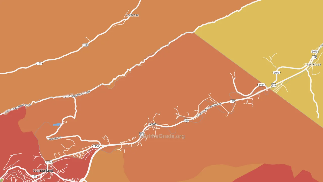 Blair, KY Map of Vandalism Rates