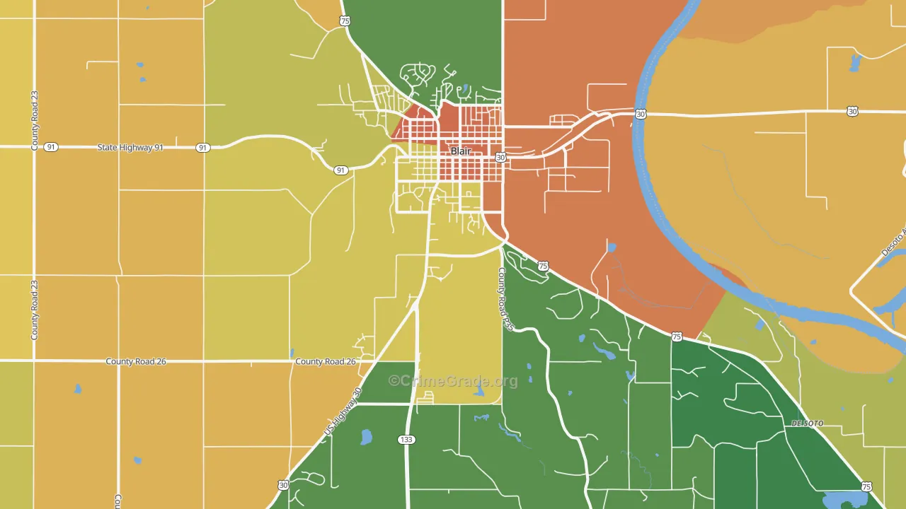 Blair, NE Map of Vandalism Rates