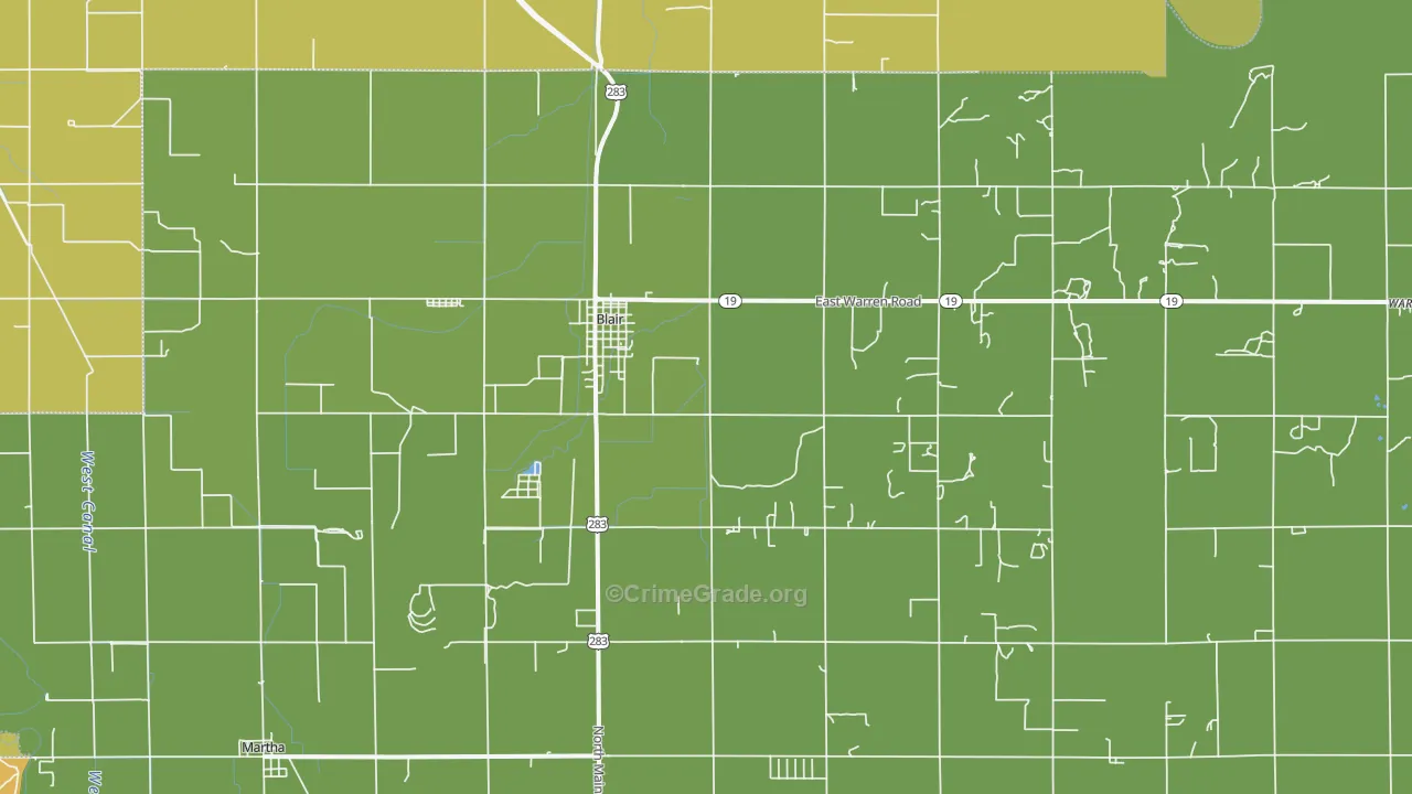 Blair, OK Map of Vandalism Rates