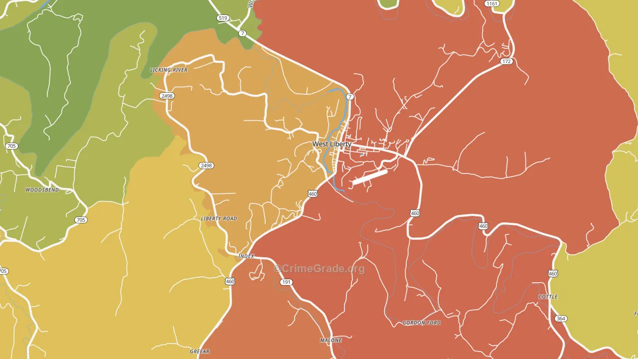 Blairs Mill, KY Map of Vandalism Rates