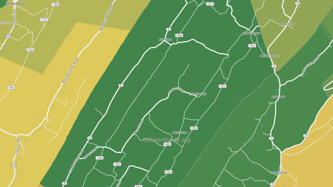 Blairs Mills, PA Map of Vandalism Rates