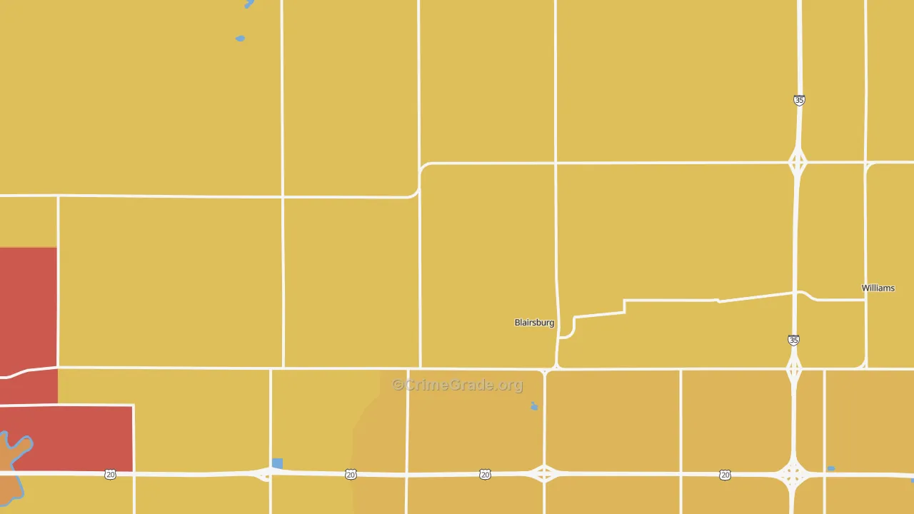 Blairsburg, IA Map of Vandalism Rates