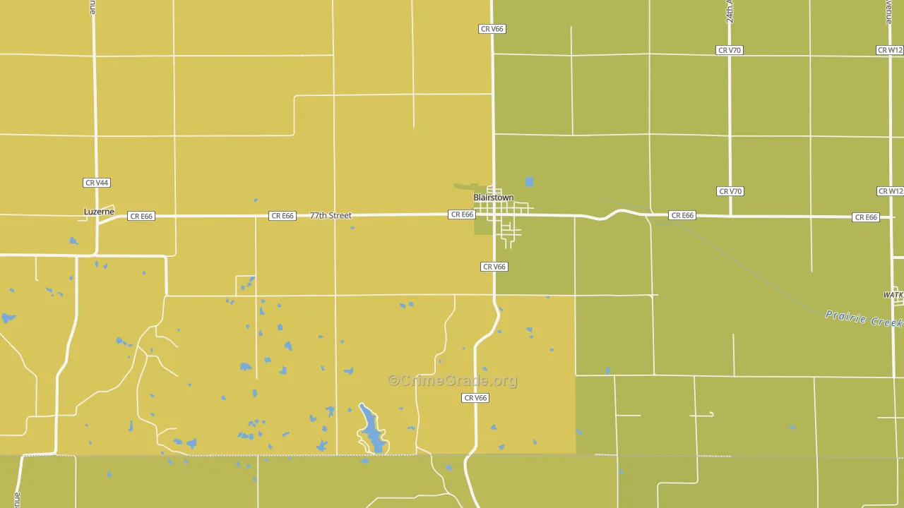 Blairstown, IA Map of Vandalism Rates