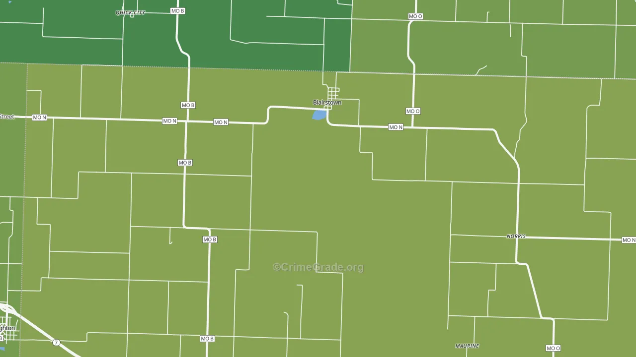 Blairstown, MO Map of Vandalism Rates