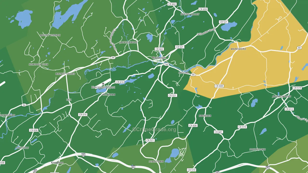 Blairstown, NJ Map of Vandalism Rates