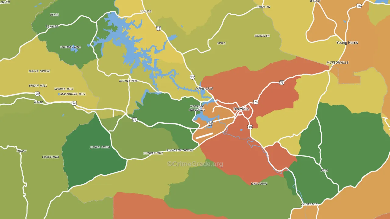 Blairsville, GA Map of Vandalism Rates