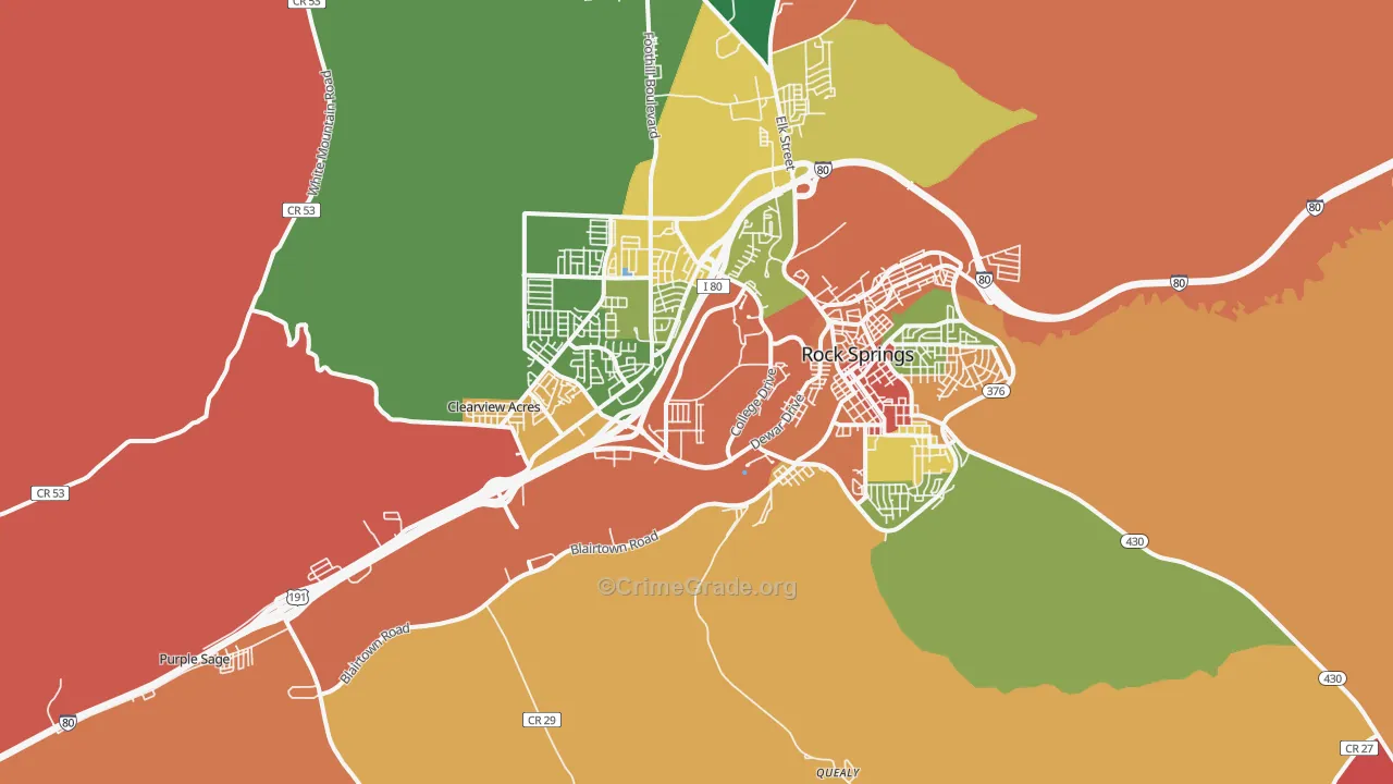 Blairtown, WY Map of Vandalism Rates