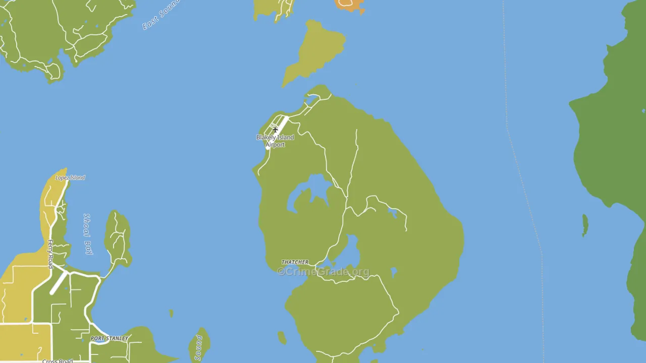 Blakely Island, WA Map of Vandalism Rates