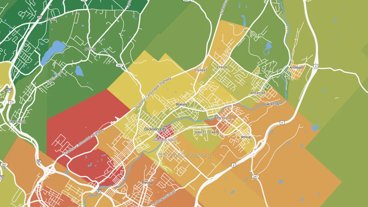 Blakely, PA Map of Vandalism Rates