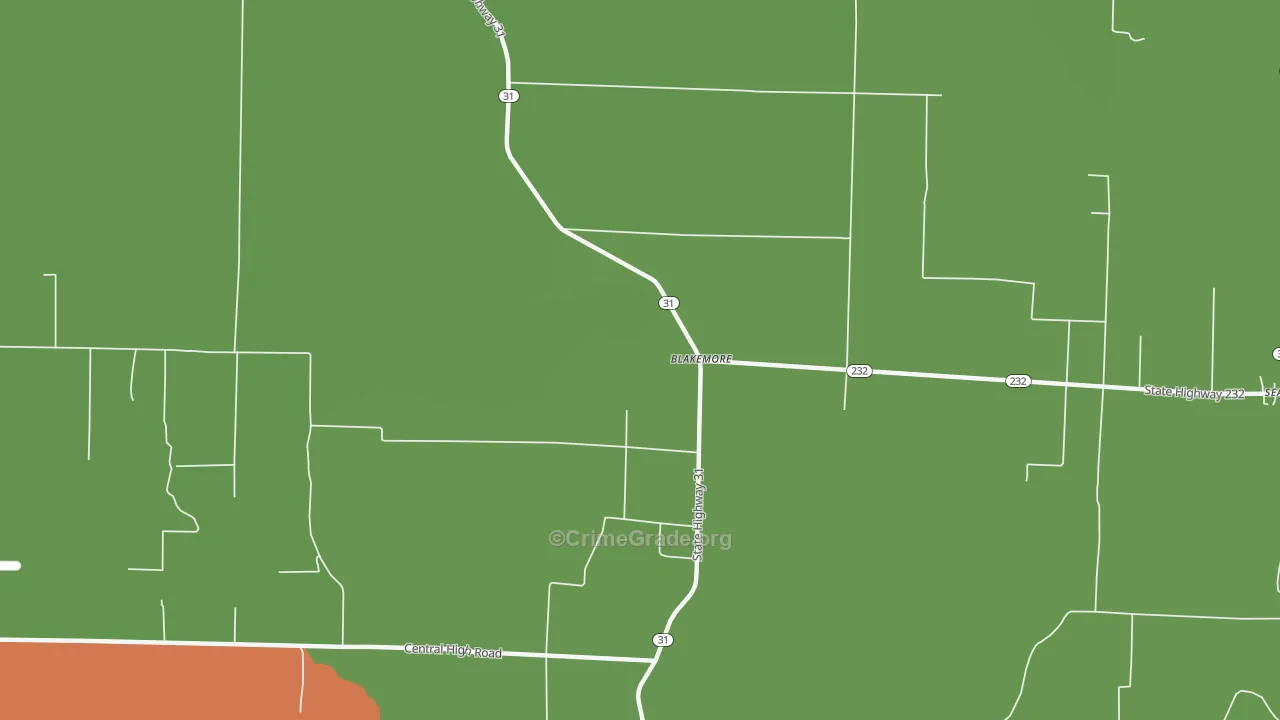 Blakemore, AR Map of Vandalism Rates