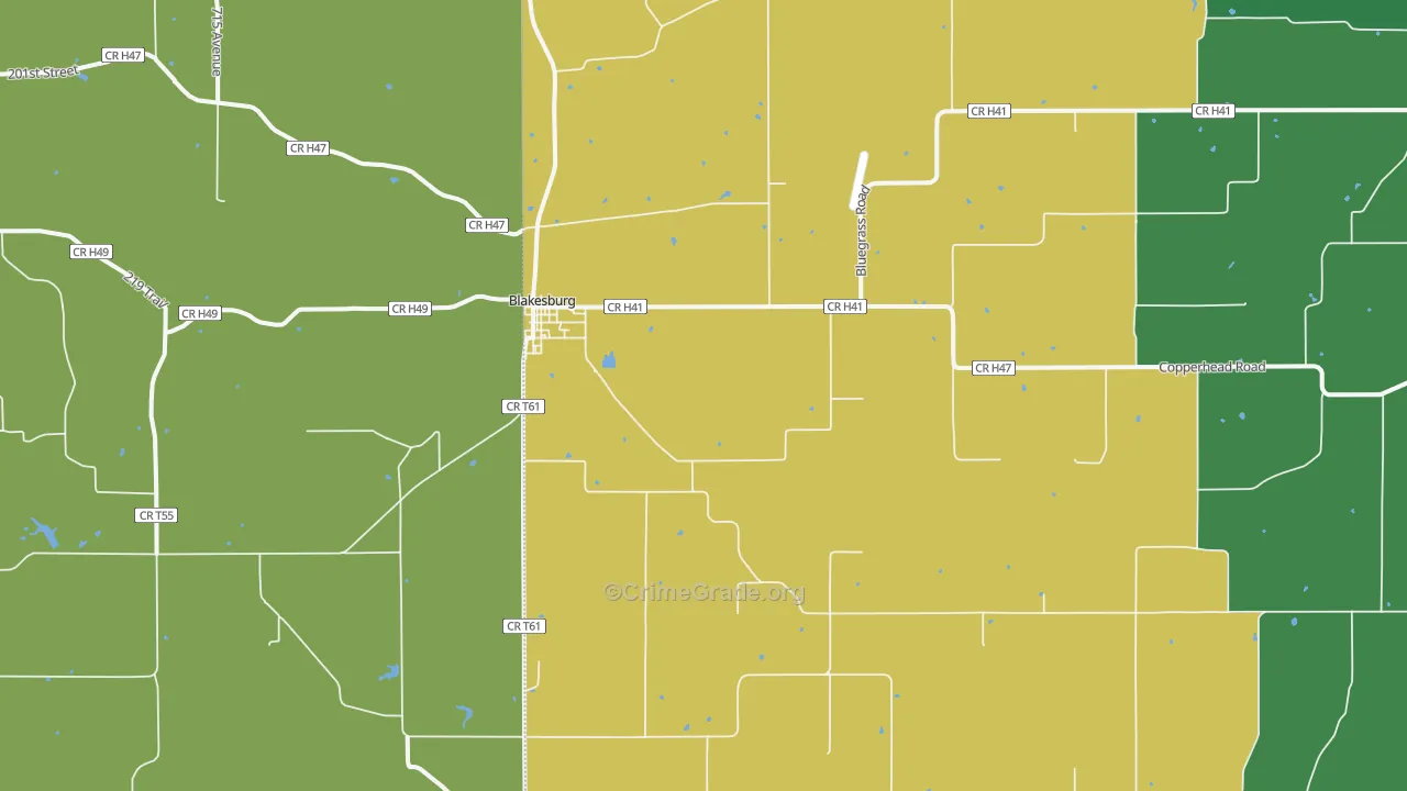 Blakesburg, IA Map of Vandalism Rates