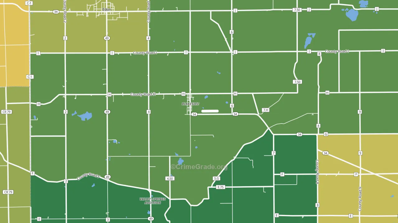 Blakeslee, OH Map of Vandalism Rates