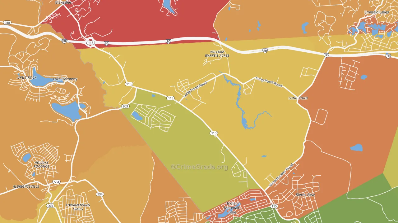 Blakeslee, PA Map of Vandalism Rates